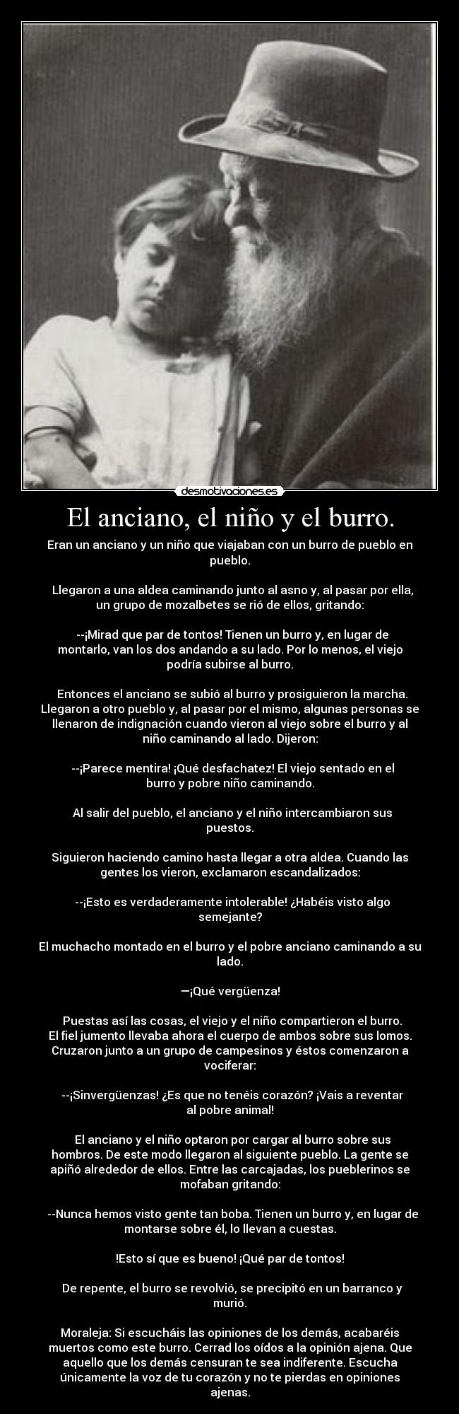 El anciano, el niño y el burro. -