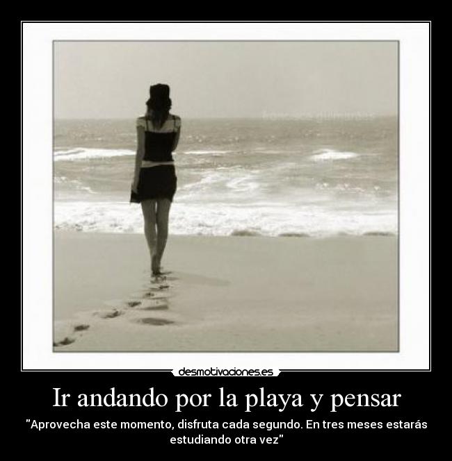 Ir andando por la playa y pensar - Aprovecha este momento, disfruta cada segundo. En tres meses estarás
estudiando otra vez