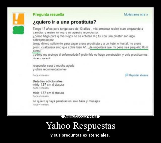 Yahoo Respuestas - y sus preguntas existenciales.