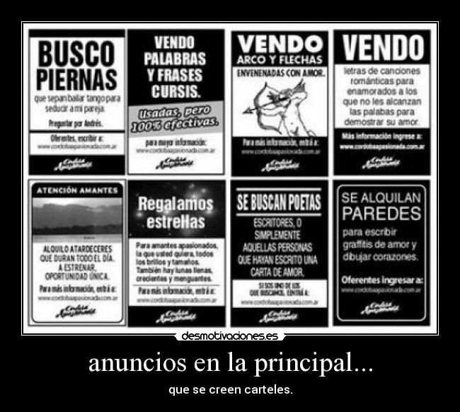 anuncios en la principal... - que se creen carteles.