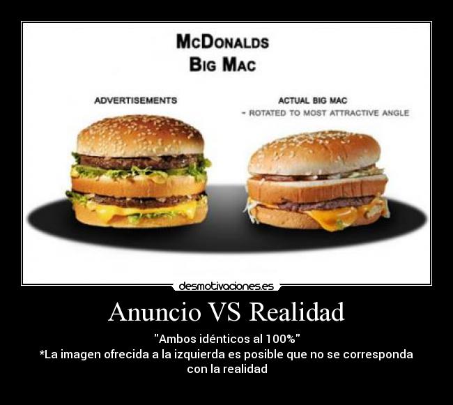 Anuncio VS Realidad -