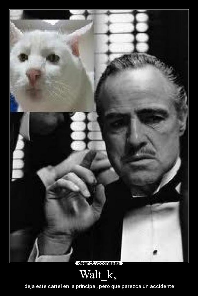 Walt_k,  - deja este cartel en la principal, pero que parezca un accidente