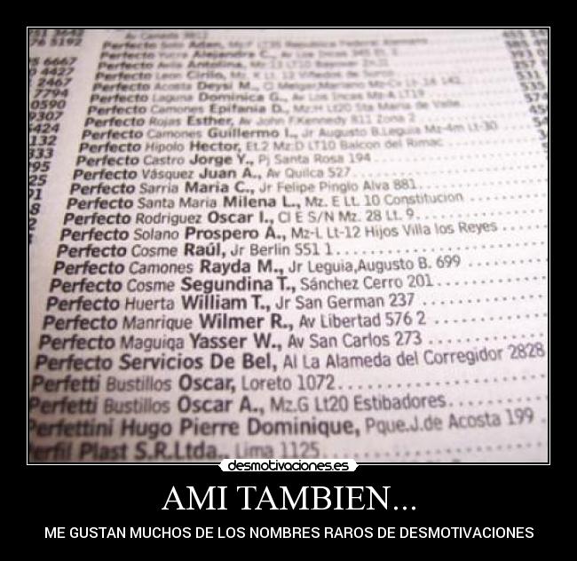 AMI TAMBIEN... - ME GUSTAN MUCHOS DE LOS NOMBRES RAROS DE DESMOTIVACIONES