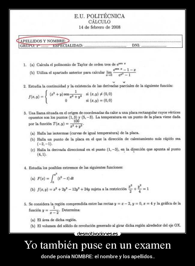 Yo también puse en un examen - 