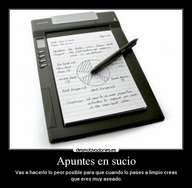 Apuntes en sucio - Vas a hacerlo lo peor posible para que cuando lo pases a limpio creas
que eres muy aseado.