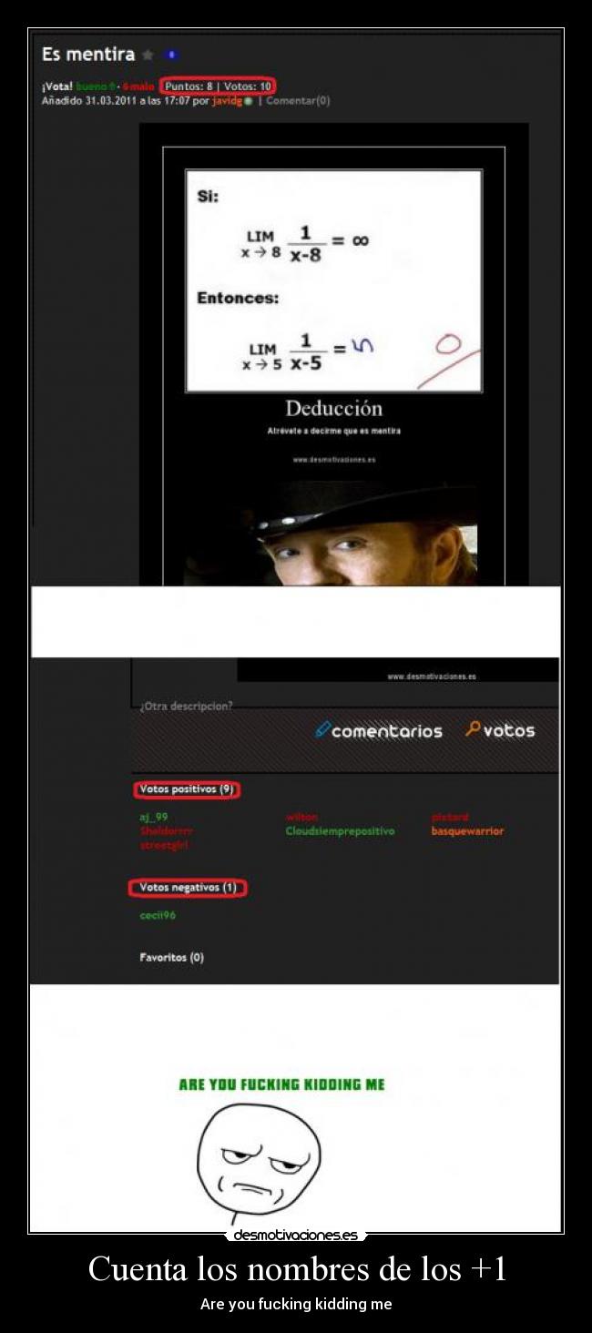 Cuenta los nombres de los +1 - Are you fucking kidding me