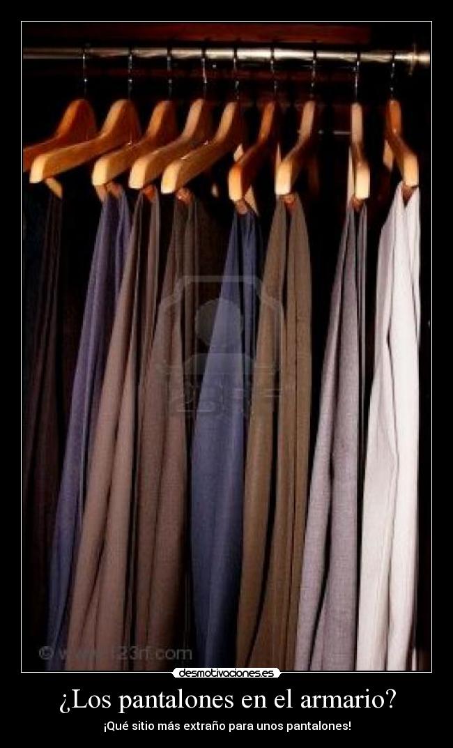 ¿Los pantalones en el armario? - ¡Qué sitio más extraño para unos pantalones!