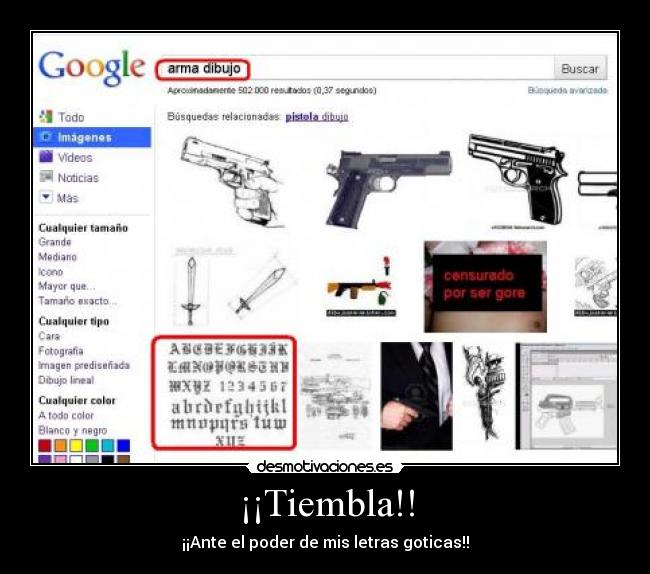 carteles letras goticas armas desmotivaciones