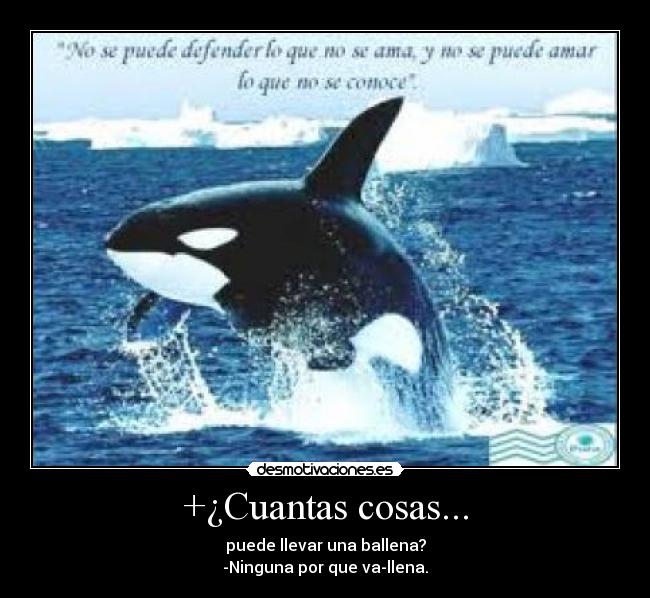 +¿Cuantas cosas... - puede llevar una ballena?
-Ninguna por que va-llena.