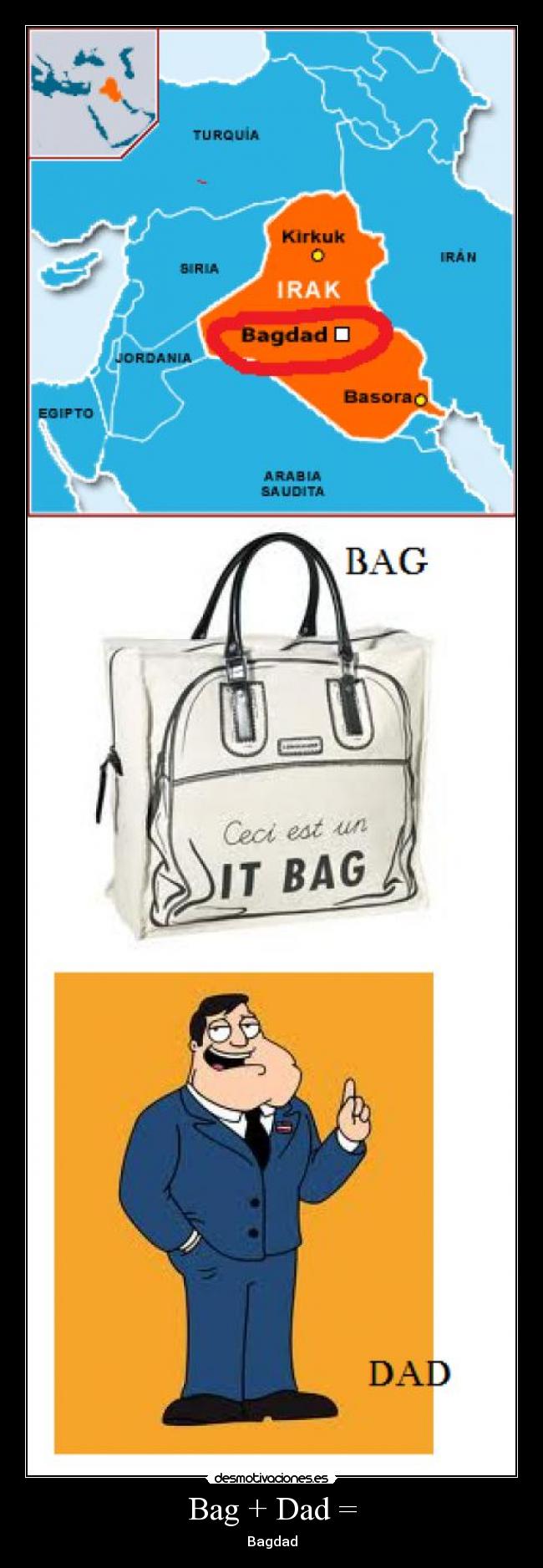 Bag + Dad = - Bagdad