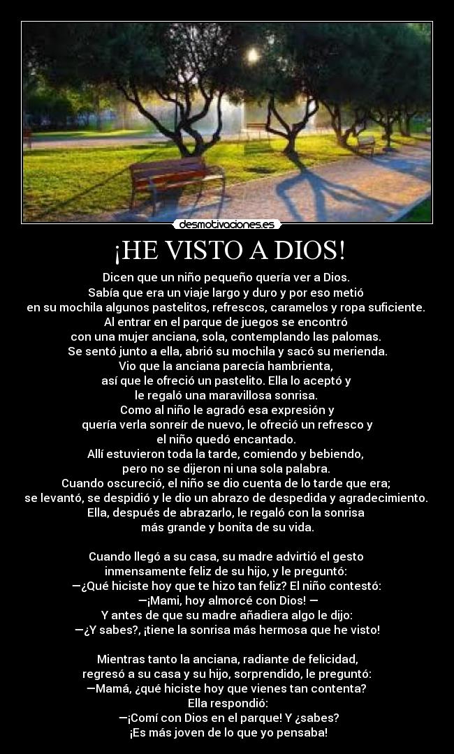 carteles dios visto dios anciana parque nino desmotivaciones