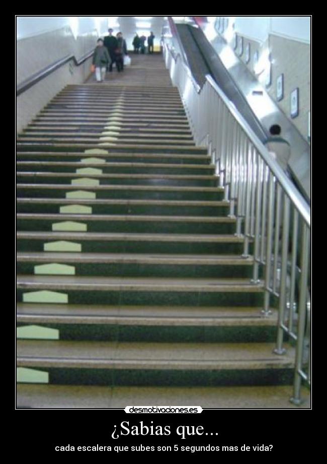 ¿Sabias que... - cada escalera que subes son 5 segundos mas de vida?