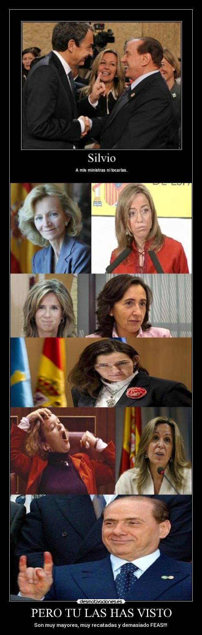 carteles ministras berlusconi zapatero sinde pajin desmotivaciones