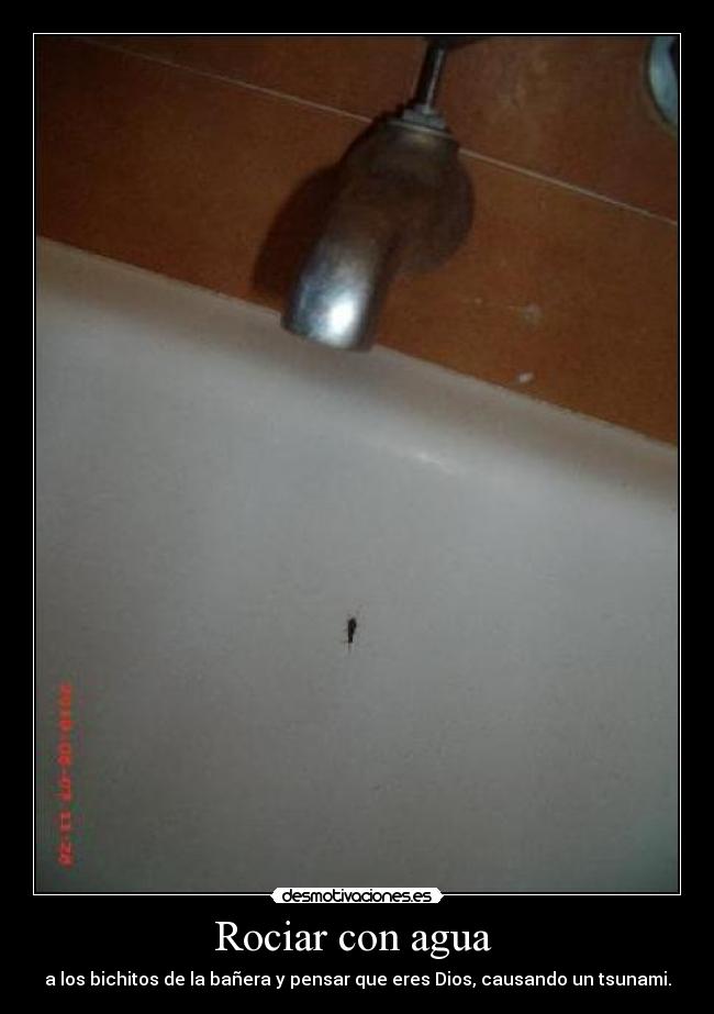 Rociar con agua - a los bichitos de la bañera y pensar que eres Dios, causando un tsunami.