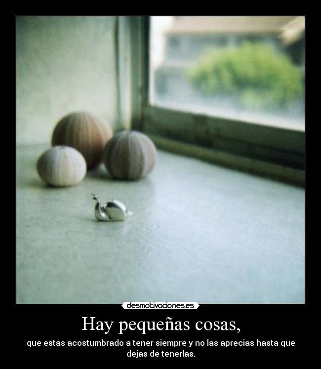 Hay pequeñas cosas, - que estas acostumbrado a tener siempre y no las aprecias hasta que
dejas de tenerlas.