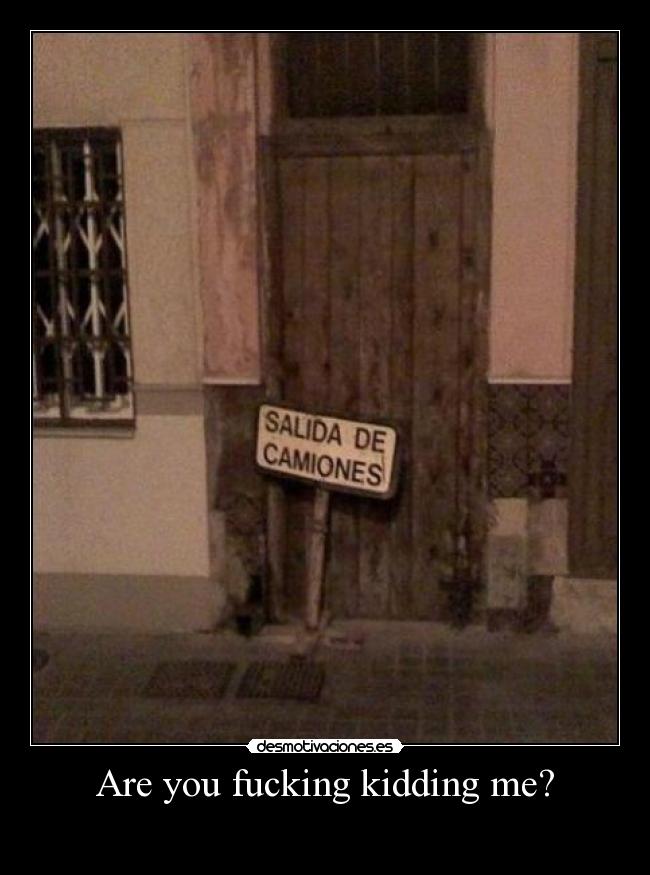 Are you fucking kidding me? -