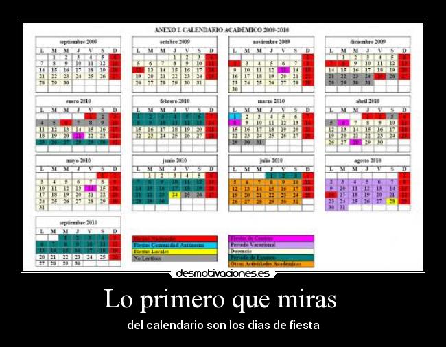 Lo primero que miras - del calendario son los dias de fiesta