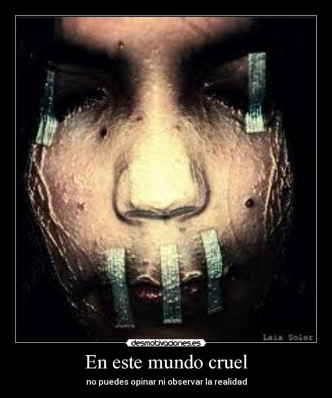 En este mundo cruel - no puedes opinar ni observar la realidad