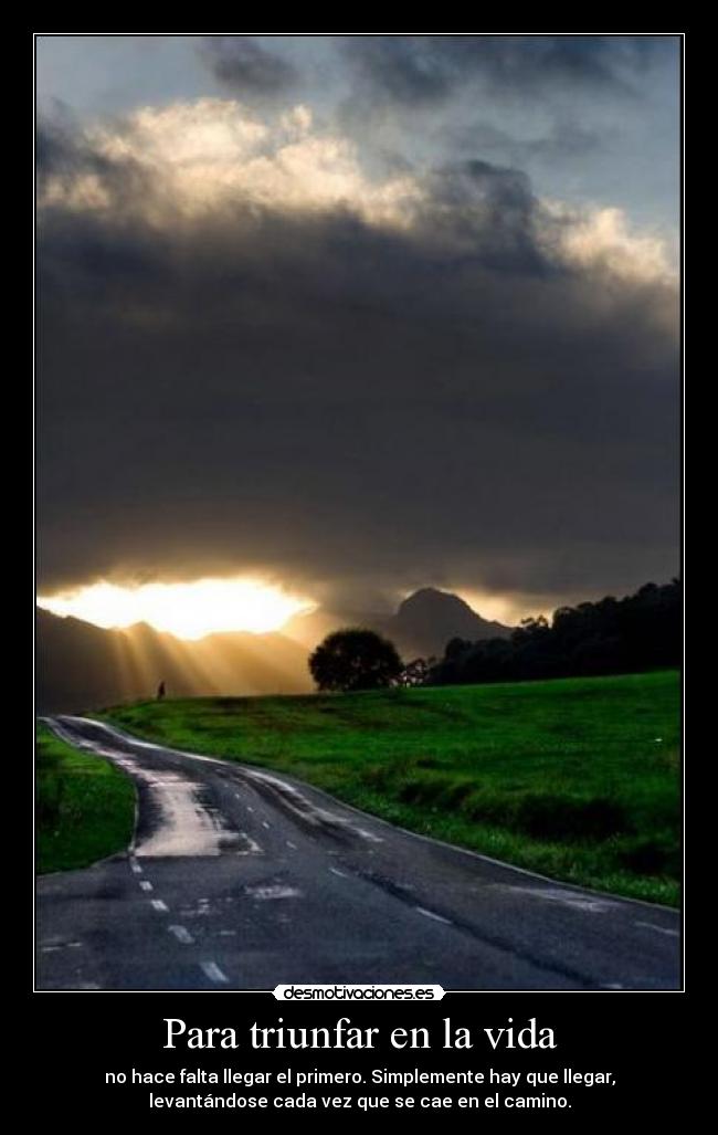 Para triunfar en la vida - no hace falta llegar el primero. Simplemente hay que llegar,
levantándose cada vez que se cae en el camino.