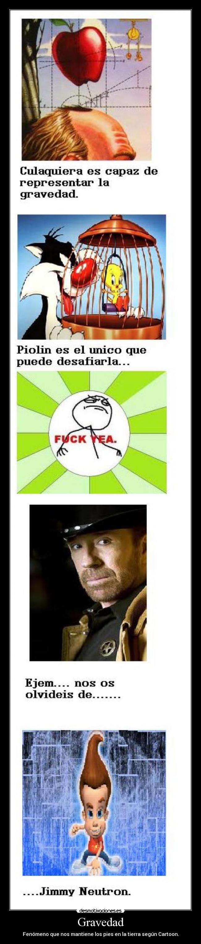 Gravedad - Fenómeno que nos mantiene los pies en la tierra según Cartoon.
