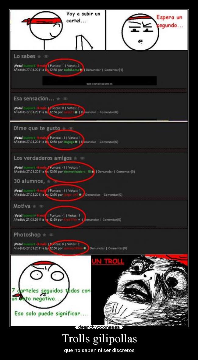 Trolls gilipollas - que no saben ni ser discretos