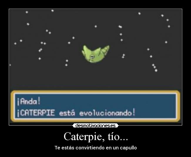 carteles convirtiendo capullo evolucion metapod caterpie pokemon lol bicho humor desmotivaciones