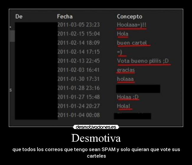 Desmotiva - que todos los correos que tengo sean SPAM y solo quieran que vote sus carteles