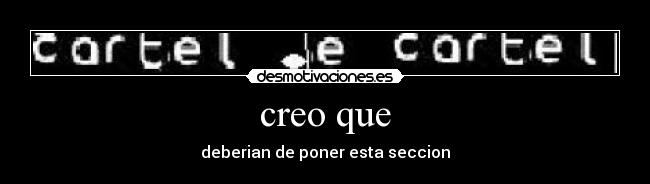 creo que - deberian de poner esta seccion