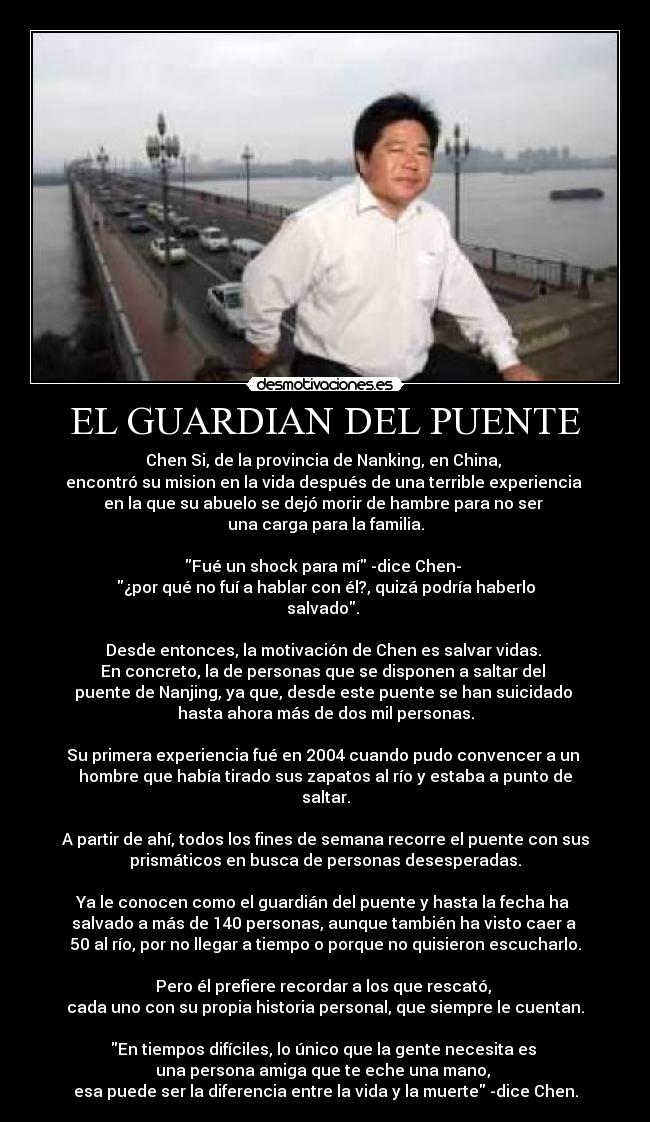 carteles guardian puente chen li salvar vidas suicidio dale arriba desmotivaciones