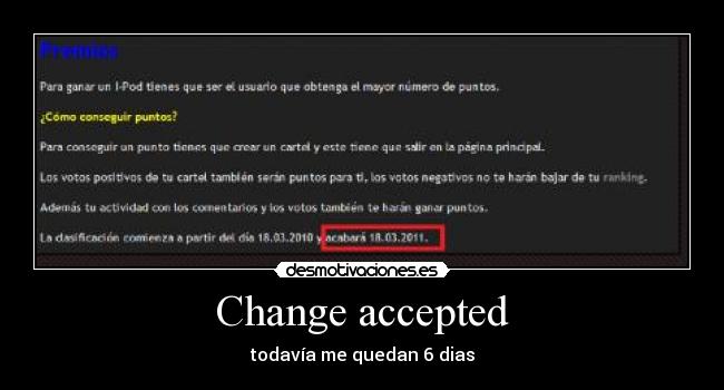 Change accepted -