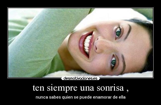 carteles sonrisa chica sonrisa cara desmotivaciones