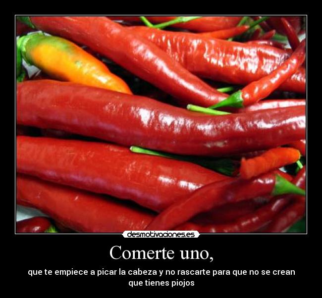 Comerte uno, - que te empiece a picar la cabeza y no rascarte para que no se crean que tienes piojos