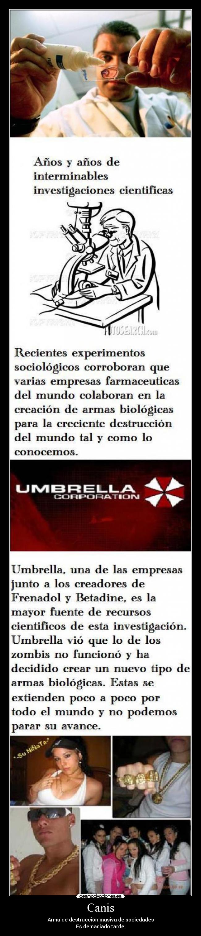 Canis - Arma de destrucción masiva de sociedades
Es demasiado tarde.