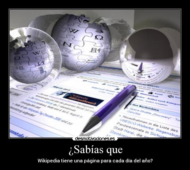 ¿Sabías que - Wikipedia tiene una página para cada día del año?