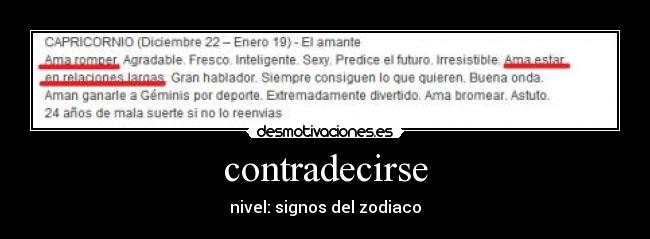 contradecirse - nivel: signos del zodiaco