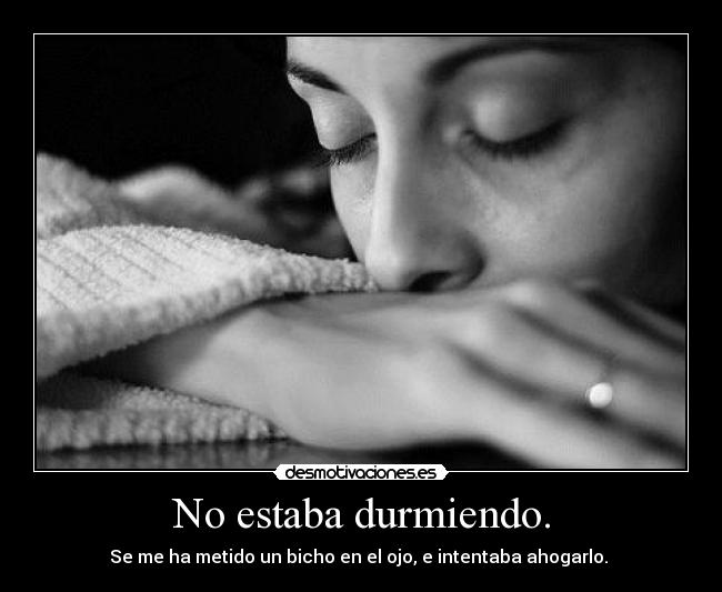 No estaba durmiendo. - Se me ha metido un bicho en el ojo, e intentaba ahogarlo. 