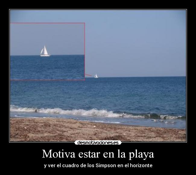 Motiva estar en la playa - y ver el cuadro de los Simpson en el horizonte