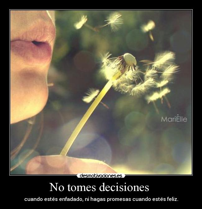 No tomes decisiones - cuando estés enfadado, ni hagas promesas cuando estés feliz.