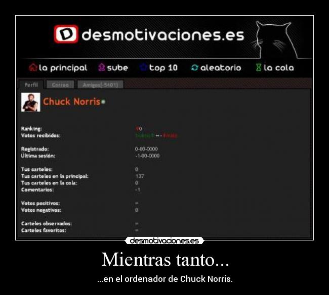 Mientras tanto... - ...en el ordenador de Chuck Norris.