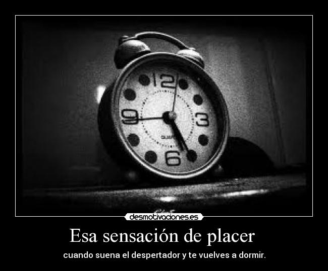 Esa sensación de placer - cuando suena el despertador y te vuelves a dormir.