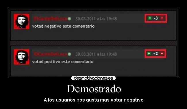 Demostrado - A los usuarios nos gusta mas votar negativo