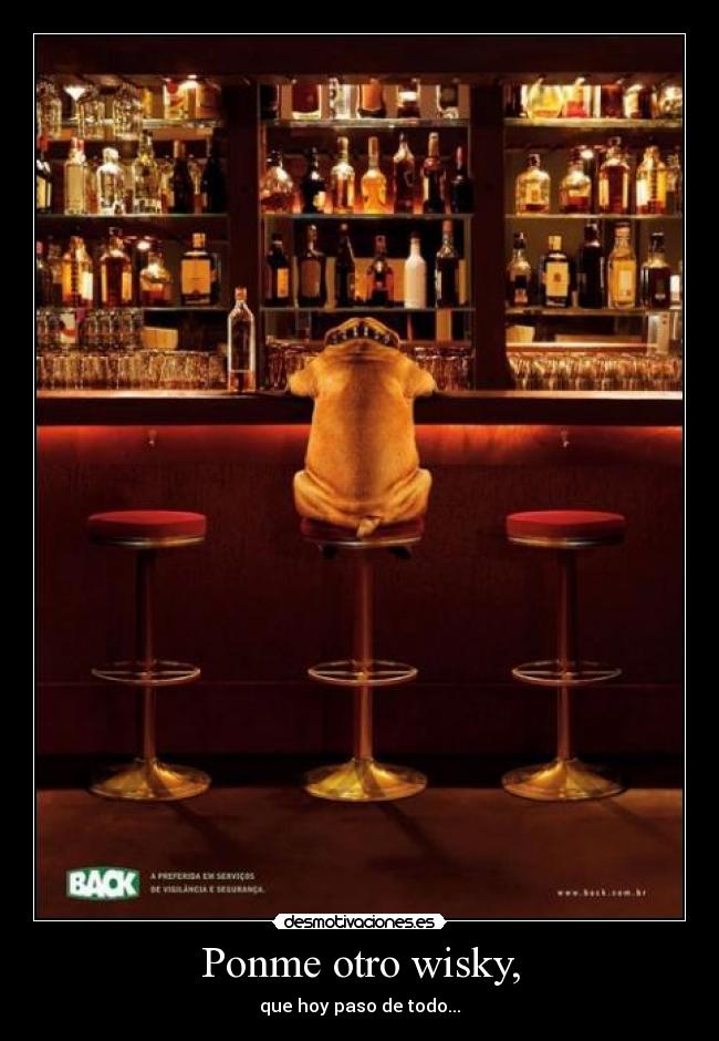 Ponme otro wisky, - que hoy paso de todo...
