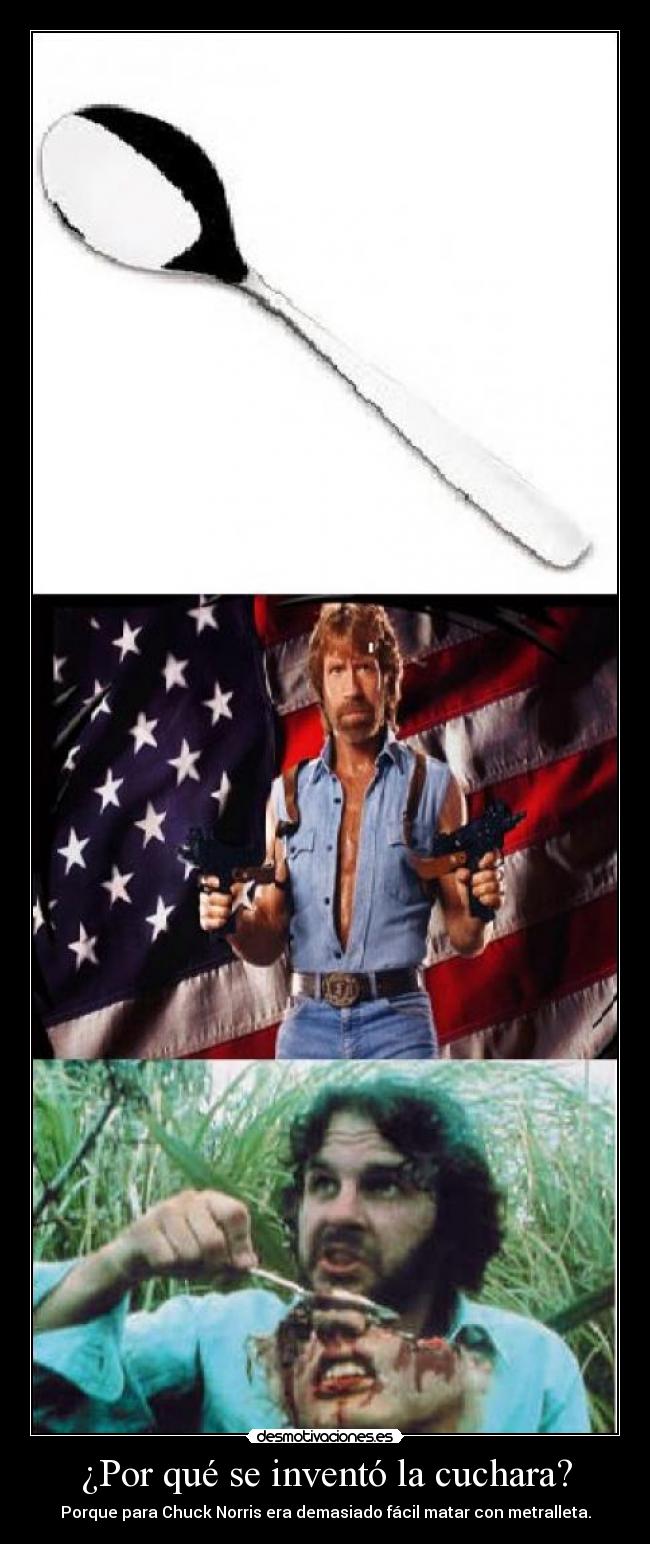 carteles chuck norris cuchara desmotivaciones