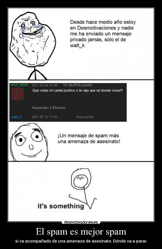 El spam es mejor spam - si va acompañado de una amenaza de asesinato. Dónde va a parar.