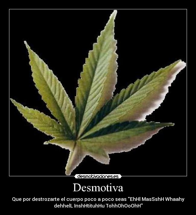 Desmotiva - Que por destrozarte el cuerpo poco a poco seas EhHl MasSshH Whaahy
dehhelL InshHtituhHu TohhOhOoOhH