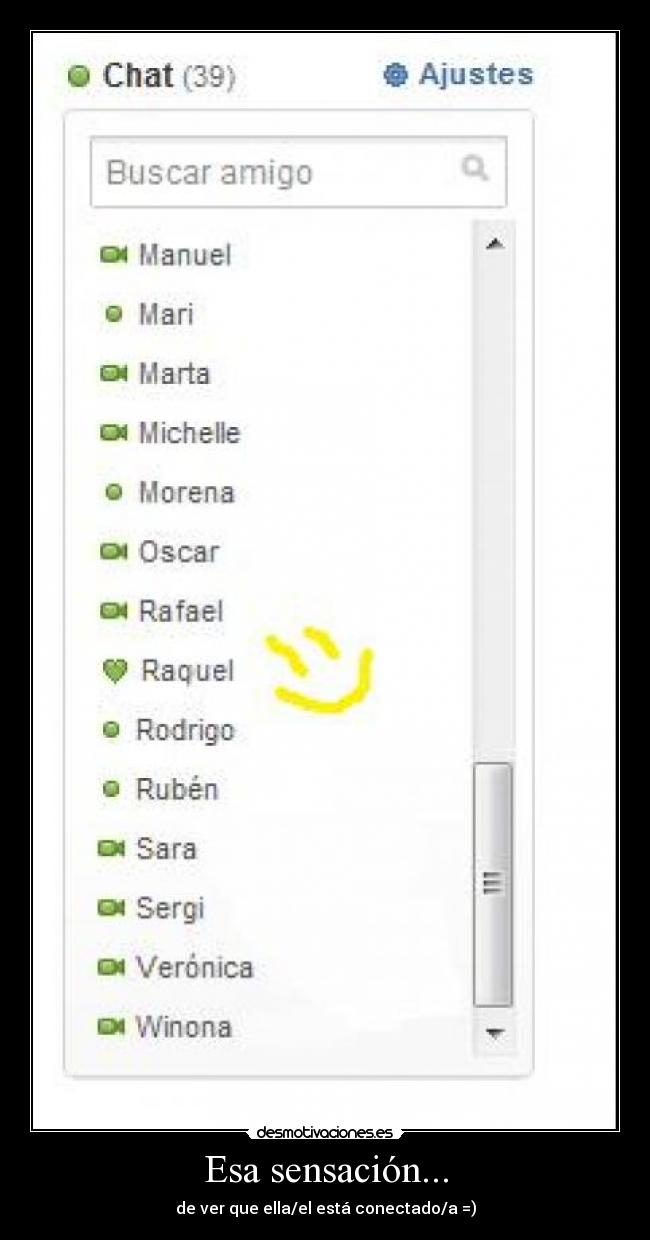 Esa sensación... - de ver que ella/el está conectado/a =)