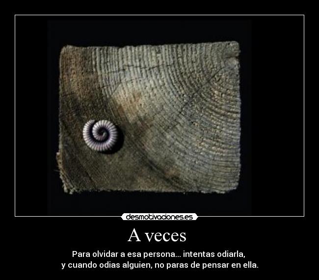 A veces - Para olvidar a esa persona... intentas odiarla,
y cuando odias alguien, no paras de pensar en ella.