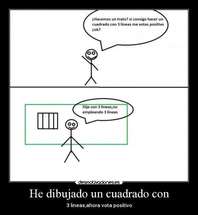 He dibujado un cuadrado con - 3 lineas,ahora vota positivo