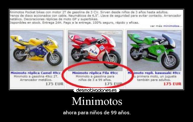 Minimotos - ahora para niños de 99 años.