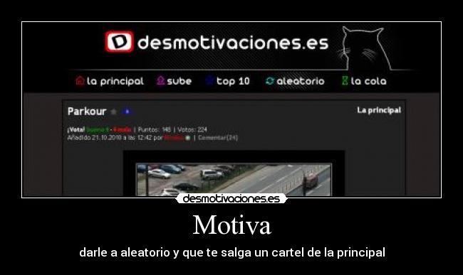 Motiva - darle a aleatorio y que te salga un cartel de la principal